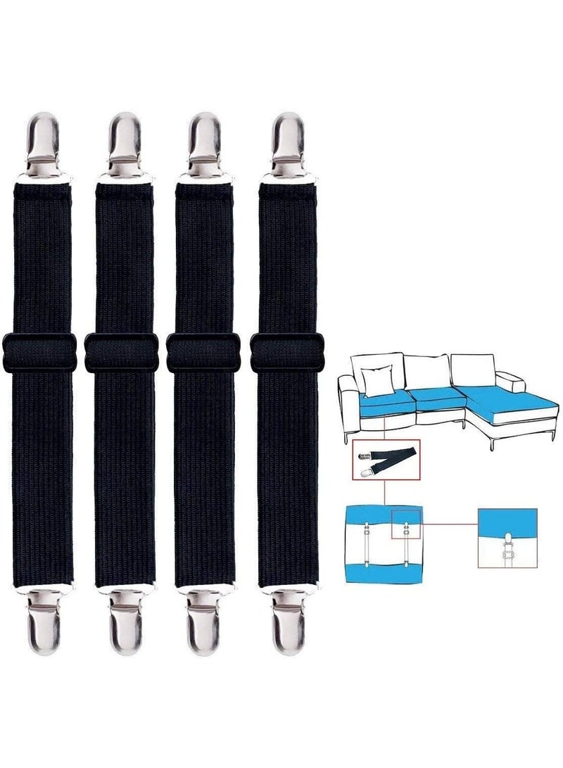 CLENEA Elastic Bed Sheet Clips Keep Bedsheets in Place, Corner Bands Suspenders for Flat Or Fitted Sheets - Mattress Sheets Grippers Holders Straps Fits from Twin- Garters Fasteners Clamps 4 Pcs - Image 1